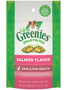 Greenies Smartbites Healthy Skin and Fur Salmon Treats For Cats, 2.1-oz