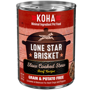 Koha Lone Star Brisket Slow Cooked Stew Beef Recipe for Dogs, 12.7-oz cans