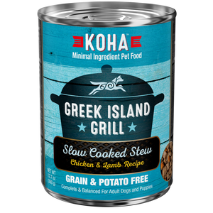 Koha Greek Island Grill Slow Cooked Stew Chicken and Lamb for Dogs, 12.7-oz cans