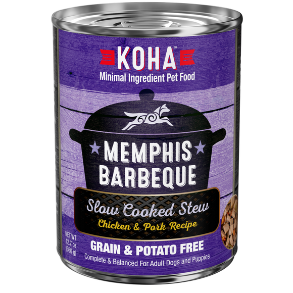 Koha Memphis Barbeque Slow Cooked Stew Chicken & Pork Recipe for Dogs, 12.7-oz cans