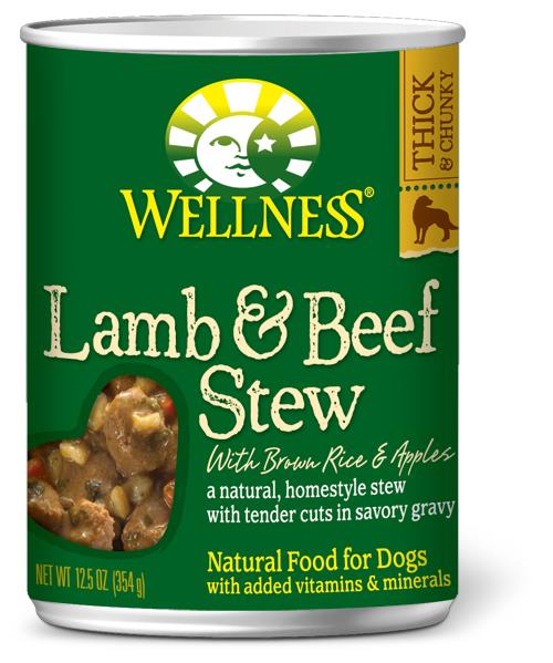 Wellness Lamb & Beef Stew with Brown Rice & Apples Canned Dog Food, 12.5-oz can