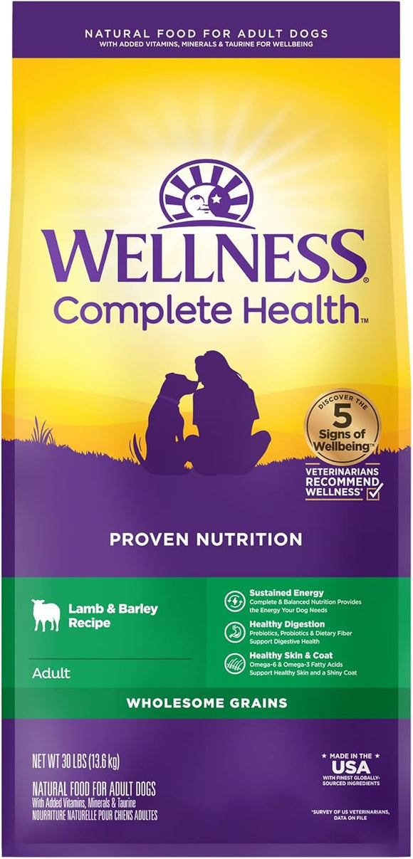 Wellness Complete Health Adult Lamb & Barley Recipe Dry Dog Food, 26-lb bag