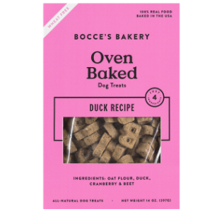 Bocce’s Bakery Duck Dog Biscuits, 14-oz box