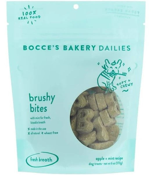 Bocce's Bakery Brushy Bites Soft & Chewy Treats, 6-oz bag