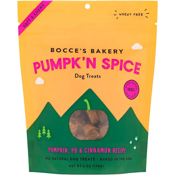 Bocce's Bakery Pumpk'n Spice Soft & Chewy Treats, 6-oz bag