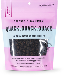 Bocce's Bakery Everyday Quack, Quack, Quack Duck & Blueberries Recipe Training Bites Dog Treats, 6-oz