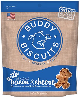 Buddy Biscuits with Bacon & Cheese Soft & Chewy Dog Treats, 6 and 20-oz bag