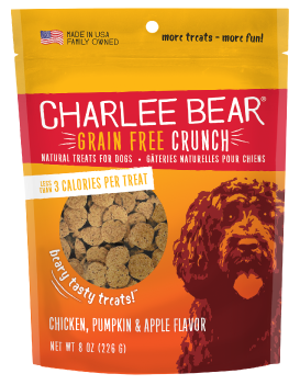 Charlee Bear Crunch Chicken, Pumpkin & Apple Grain-Free Dog Treats, 8-oz bag