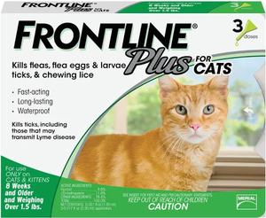 Frontline Plus Flea, Tick & Lice Killer, for Cats, 3-doses