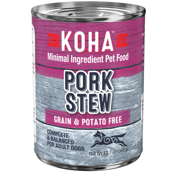 Koha Minimal Ingredient Pork Stew for Dogs, 12.7-oz cans