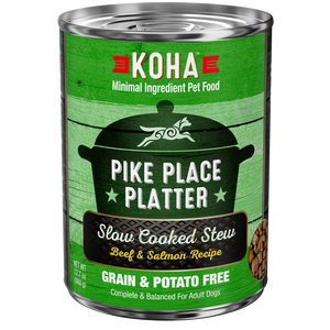 Koha Pike Place Platter Slow Cooked Stew Beef & Salmon Recipe for Dogs, 12.7-oz cans