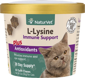 NaturVet L-Lysine Immune Support Plus Antioxidants Cat Supplement, 60-count