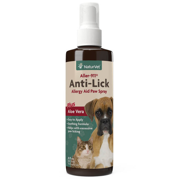 NaturVet Aller 911 Allergy Aid Anti-Lick Paw Plus Aloe Vera Dog & Cat Spray, 8-oz bottle
