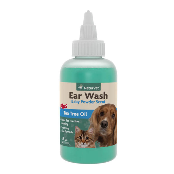 NaturVet Ear Wash with Tea Tree Oil for Dogs & Cats, 8-oz bottle