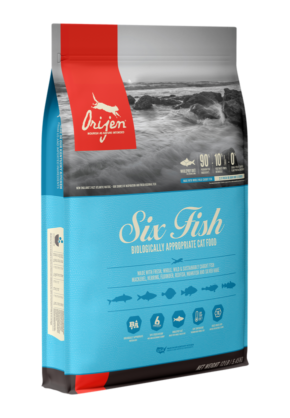 Orijen Six Fish Dry Cat Food, 12-oz or 4-lb bag