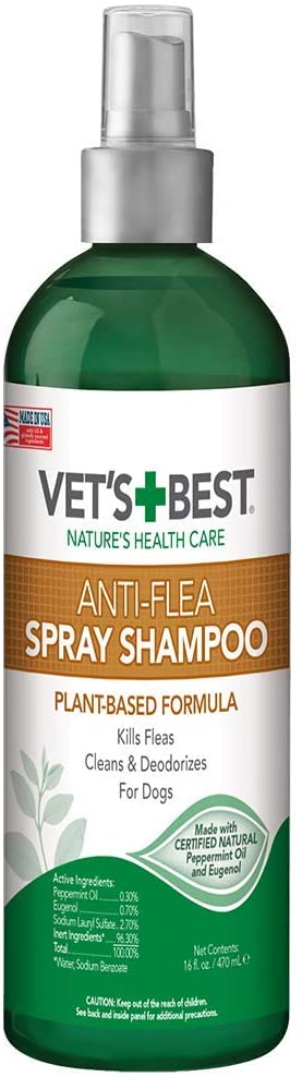 Vets Best Anti-Flea Easy Spray Shampoo for Dogs, 16-oz bottle