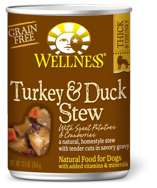 Wellness Turkey & Duck Stew with Sweet Potatoes & Cranberries Canned Dog Food, 12.5-oz can