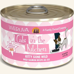 Weruva Cats in the Kitchen Kitty Gone Wild Salmon Au Jus Grain-Free Wet Cat Food, 6-oz can
